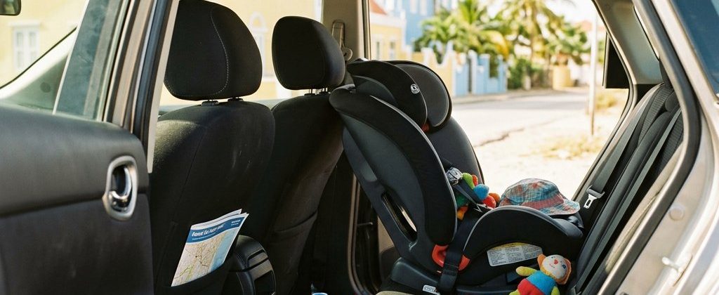 Kinderzitje bij een huurauto op Curaçao